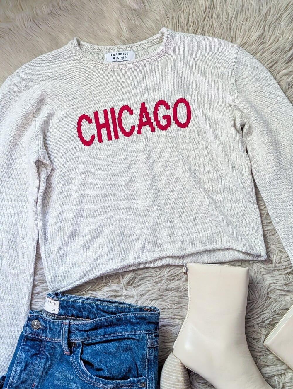 EUC Frankies Bikinis Kennedy Cotton Knit Sweater Chicago